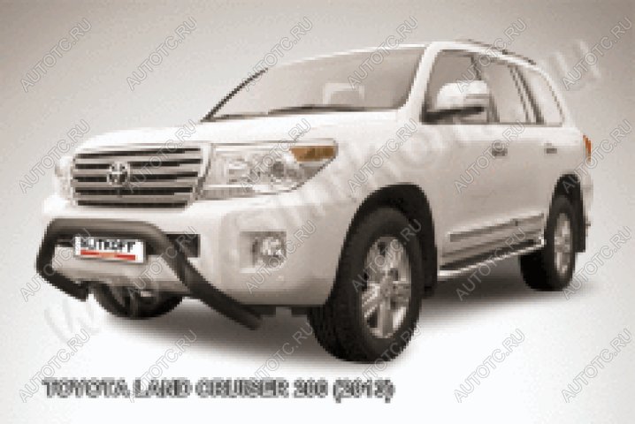 29 899 р. Защита переднего бампера кенгурятник d76 низкий мини Slitkoff  Toyota Land Cruiser  200 (2012-2015) 1-ый рестайлинг (нержавейка с полимерным покрытием в цвет черный)  с доставкой в г. Кемерово