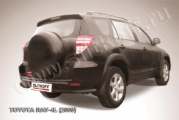 Защита заднего бампера уголки d57 Slitkoff Toyota RAV4 XA30 5 дв. удлиненный 1-ый рестайлинг (2009-2010) (нержавейка с полимерным покрытием в цвет черный)