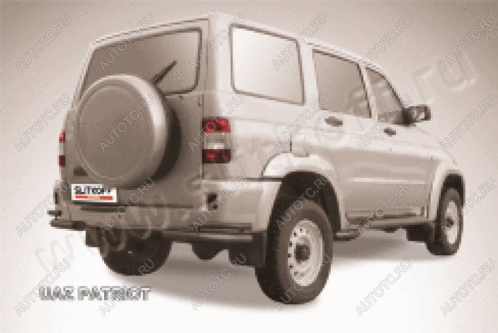 7 549 р. Защита заднего бампера уголки d57+d42 двойные Slitkoff  Уаз Патриот  3163 5 дв. (2005-2013) дорестайлинг (нержавейка с полимерным покрытием в цвет черный)  с доставкой в г. Кемерово