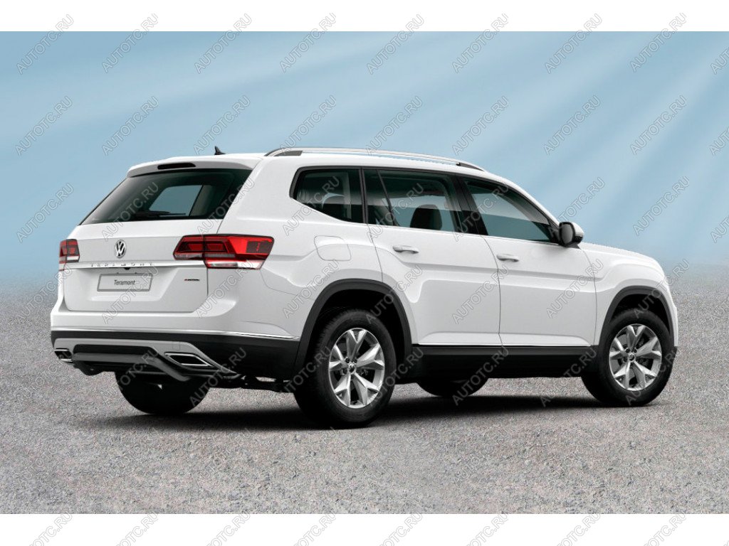 14 999 р. Защита заднего бампера d57 скоба Slitkoff  Volkswagen Teramont  CA1 (2016-2020) дорестайлинг (нержавейка с полимерным покрытием в цвет черный)  с доставкой в г. Кемерово