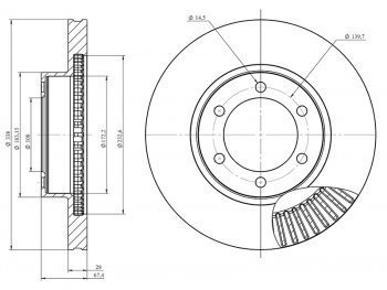 3 399 р. Диск тормозной передний Ø338mm HOSU  Lexus GX470  J120 (2002-2007), Toyota 4Runner  N210 (2002-2005), Toyota Land Cruiser Prado  J120 (2002-2009)  с доставкой в г. Кемерово. Увеличить фотографию 1