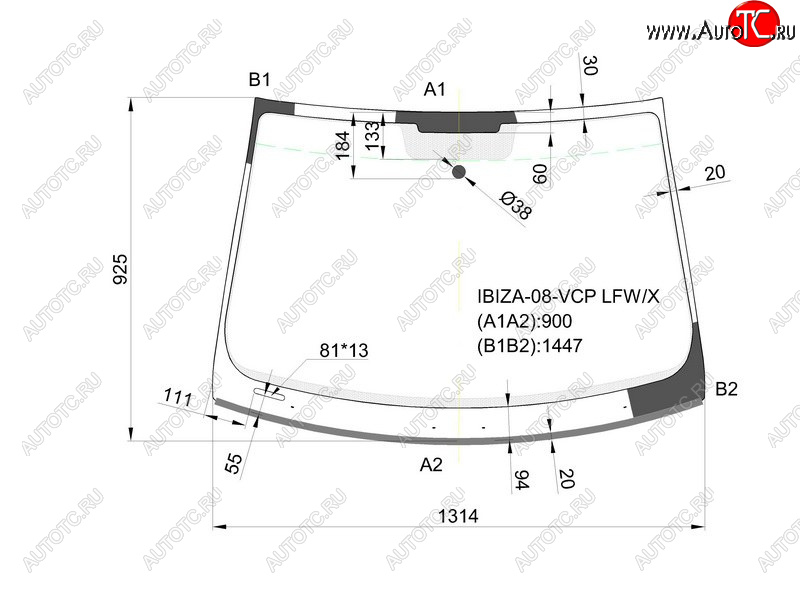 8 599 р. Стекло лобовое (Молдинг) SEAT Ibiza 08-17 XYG IBIZA-08-VCP LFW/X  с доставкой в г. Кемерово