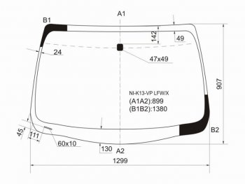 7 299 р. Стекло лобовое Nissan March 10-22  Micra 10-20 XYG NI-K13-VP LFW/X  с доставкой в г. Кемерово. Увеличить фотографию 1