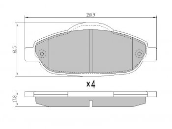 Колодки тормозные перед FL-FR SAT Peugeot 308 T7 универсал дорестайлинг (2007-2011)