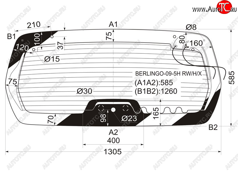 7 899 р. Стекло заднее (Цвет зеленый/ Обогрев) Citroen Berlingo 08-22 / Peugeot Partner 08-15 / Partner Tepee XYG BERLINGO-09-5H RW/H/X, berlingo095hrwhx XYG BERLINGO-09-5H RW/H/X  с доставкой в г. Кемерово