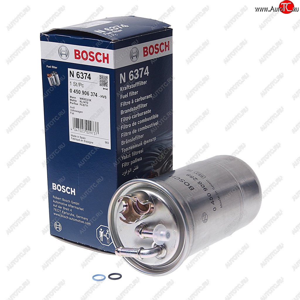 1 889 р. Фильтр топливный VW AUDI A4 (00-08) SKODA (1.9/2.0 TDI) FIAT Punto (94-99) (1.7 TD) BOSCH BOSCH 0450906374 BOSCH 0450906374  с доставкой в г. Кемерово