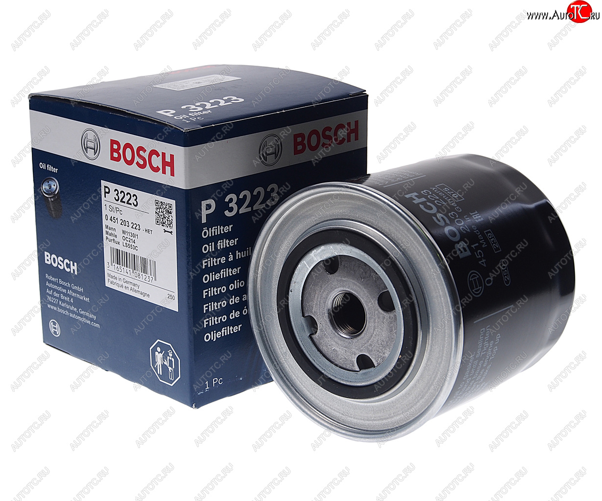 1 199 р. Фильтр масляный VW T4 (90-03) AUDI 100 (83-94) BOSCH BOSCH 0451203223 BOSCH 0451203223  с доставкой в г. Кемерово