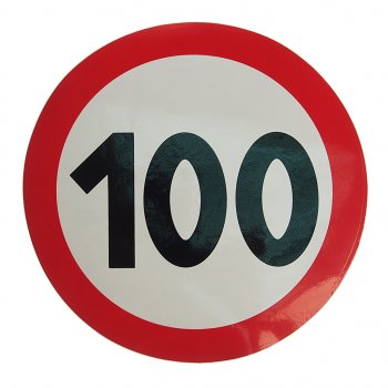 58 р. Наклейка-знак виниловая Ограничение скорости 100кмч круг, наружная d=16см AUTOSTICKERS AUTOSTICKERS 05021  с доставкой в г. Кемерово. Увеличить фотографию 1