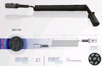 3 599 р. Кабель электрический прицепа N-type 7-полюсный L=4500мм пластиковые штекеры ALSA ALSA 05rf0103n45  с доставкой в г. Кемерово. Увеличить фотографию 2