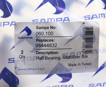 359 р. Втулка стабилизатора IVECO EuroTech,EuroCargo,Tector переднего (половинка) (62x92x7080мм) SAMPA SAMPA 060.100  с доставкой в г. Кемерово. Увеличить фотографию 3