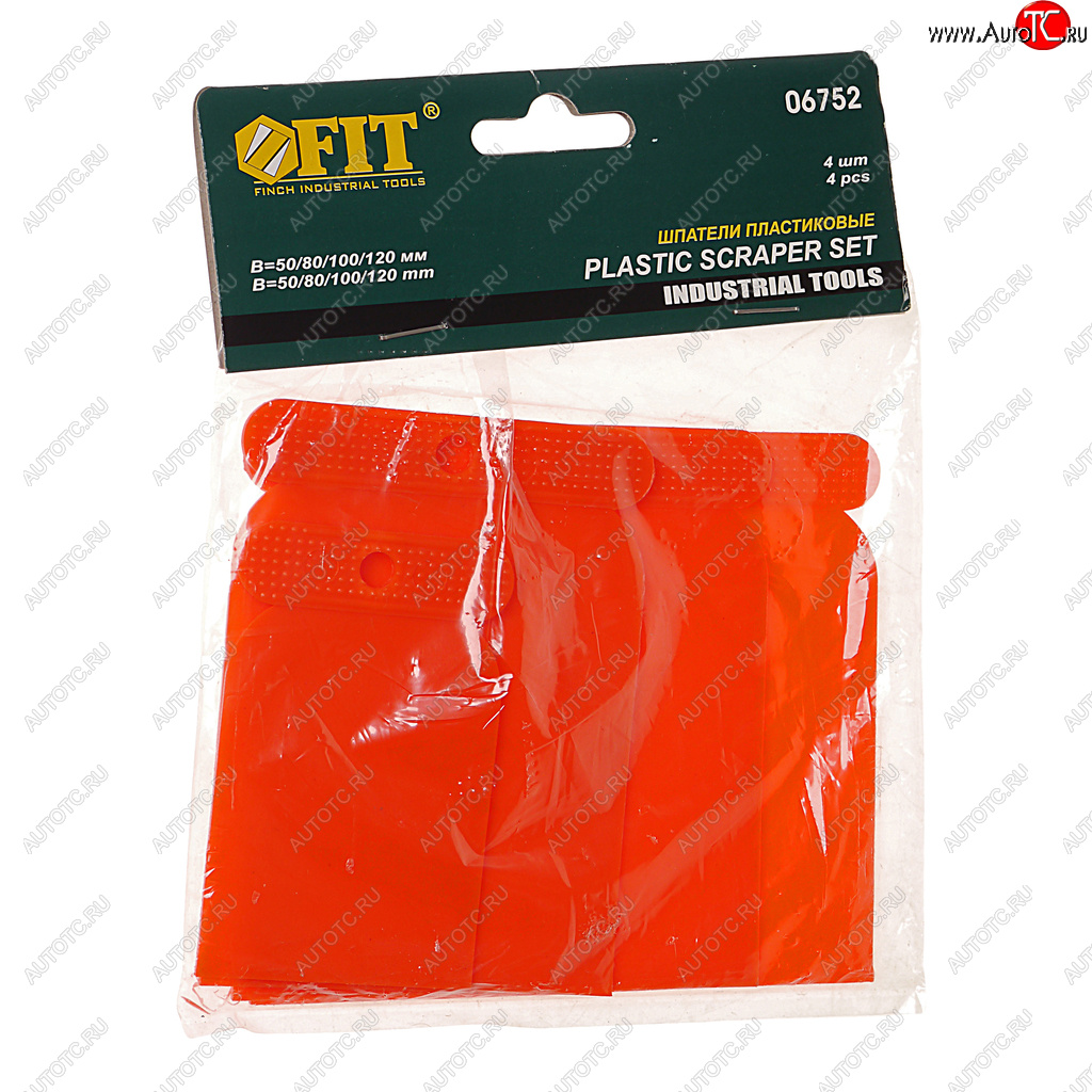 100 р. Набор шпателей 50-80-100-120мм пластик красный 4 предмета FIT FIT 06752  с доставкой в г. Кемерово