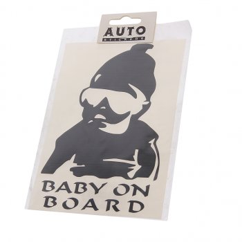 119 р. Наклейка виниловая вырезанная Baby on Board 12х17см черная AUTOSTICKERS AUTOSTICKERS 07555  с доставкой в г. Кемерово. Увеличить фотографию 1