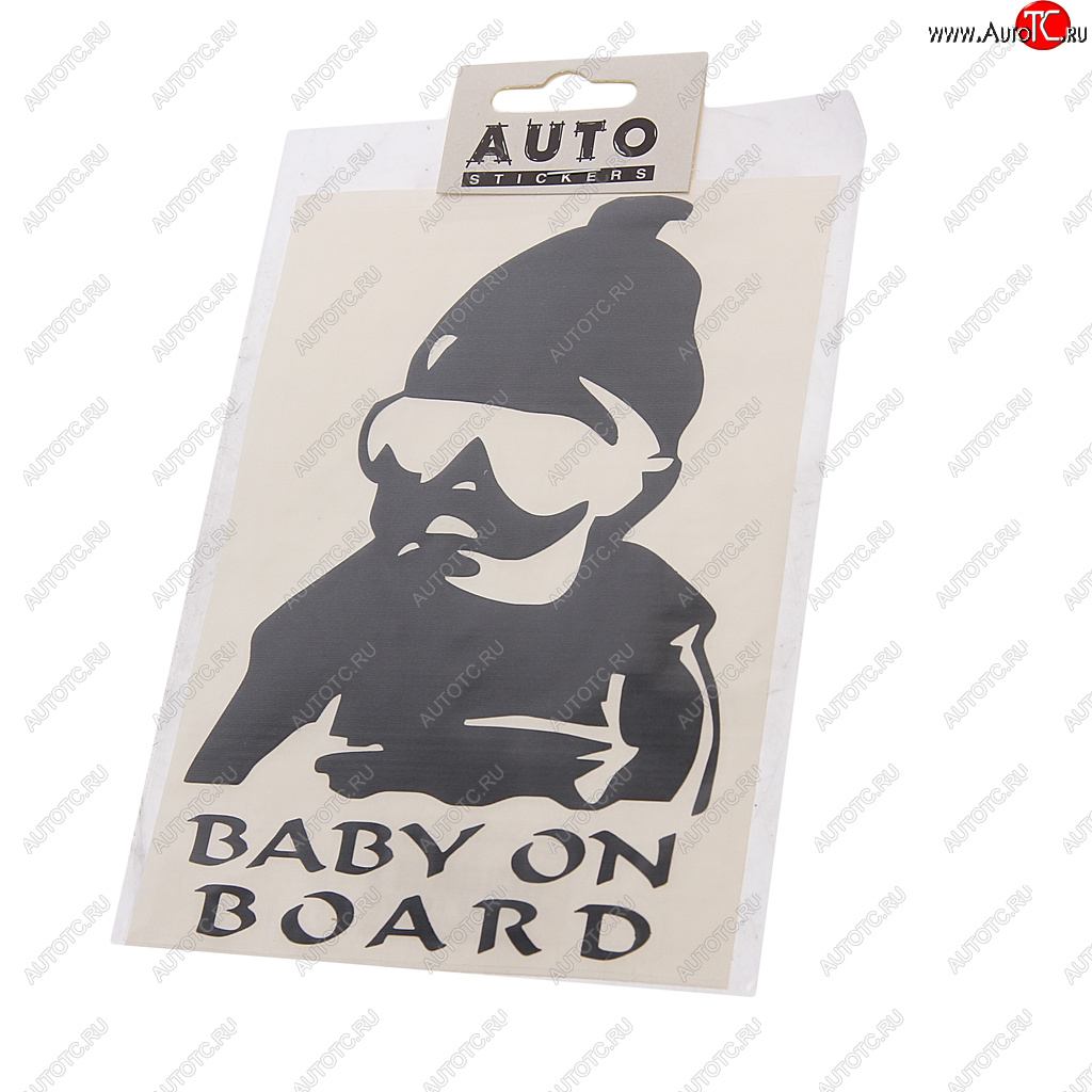 119 р. Наклейка виниловая вырезанная Baby on Board 12х17см черная AUTOSTICKERS AUTOSTICKERS 07555  с доставкой в г. Кемерово