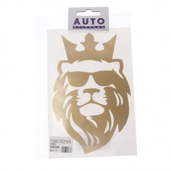 95 р. Наклейка виниловая вырезанная Лев в очках 11х16см золото AUTOSTICKERS AUTOSTICKERS 079363  с доставкой в г. Кемерово. Увеличить фотографию 1