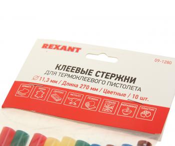 469 р. Стержень клеевой 11.3х270мм цветной 10шт. REXANT REXANT 09-1280  с доставкой в г. Кемерово. Увеличить фотографию 2