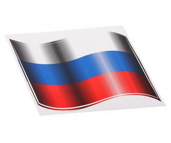 56 р. Наклейка виниловая RUS-флаг (развивающийся) 16х19cм полноцветная AUTOSTICKERS AUTOSTICKERS 030739  с доставкой в г. Кемерово. Увеличить фотографию 1