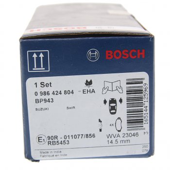 2 099 р. Колодки тормозные передние (4шт.) BOSCH Suzuki Swift ZC дорестайлинг, хэтчбэк 5 дв. (2003-2008)  с доставкой в г. Кемерово. Увеличить фотографию 4