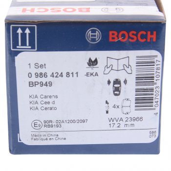 1 679 р. Колодки тормозные передние (4шт.) BOSCH KIA Ceed 1 ED дорестайлинг, хэтчбэк 5 дв. (2006-2010)  с доставкой в г. Кемерово. Увеличить фотографию 4