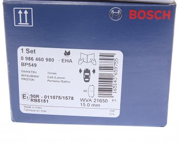 1 269 р. Колодки тормозные передние (4шт.) BOSCH Mitsubishi Colt CJ0 хэтчбэк 3 дв. (1995-2003)  с доставкой в г. Кемерово. Увеличить фотографию 4