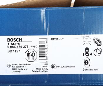 8 249 р. Диск тормозной NISSAN Note (05-12) RENAULT Megane (02-09) задний (1шт.) BOSCH BOSCH 0986479278  с доставкой в г. Кемерово. Увеличить фотографию 4