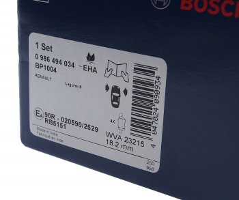 2 859 р. Колодки тормозные передние (4шт.) BOSCH Renault Megane седан  дорестайлинг (2002-2006)  с доставкой в г. Кемерово. Увеличить фотографию 3