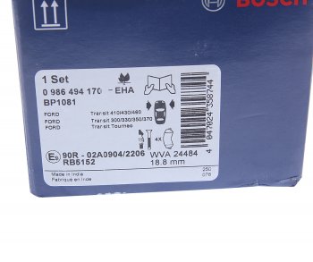 4 549 р. Колодки тормозные передние с датчиком (4шт.) BOSCH Ford Transit цельнометаллический фургон (2006-2014)  с доставкой в г. Кемерово. Увеличить фотографию 4