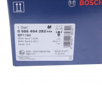 3 299 р. Колодки тормозные передние (4шт.) BOSCH BMW 7 серия E38 дорестайлинг, седан (1994-1998)  с доставкой в г. Кемерово. Увеличить фотографию 4