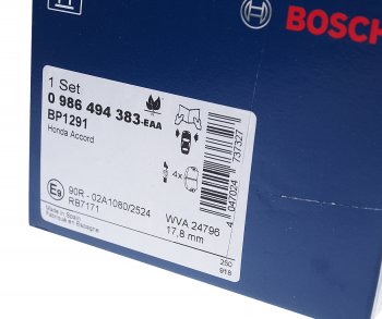 4 949 р. Колодки тормозные передние MКПП (4шт.) BOSCH Honda Accord 9 CR седан дорестайлинг (2013-2016)  с доставкой в г. Кемерово. Увеличить фотографию 3