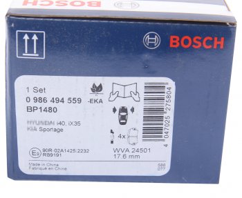 3 299 р. Колодки тормозные передние без отверстий (4шт.) BOSCH Hyundai IX35 LM дорестайлинг (2009-2013)  с доставкой в г. Кемерово. Увеличить фотографию 4