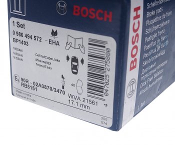 2 699 р. Колодки тормозные передние (4шт.) BOSCH Nissan Maxima A32 (1994-2000)  с доставкой в г. Кемерово. Увеличить фотографию 3