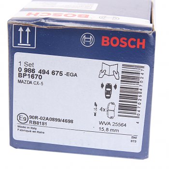 3 999 р. Колодки тормозные передние (4шт.) BOSCH Mazda CX-5 KE дорестайлинг (2011-2014)  с доставкой в г. Кемерово. Увеличить фотографию 4