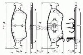 1 329 р. Колодки тормозные передние (4шт.) BOSCH KIA Clarus K9A седан рестайлинг (1998-2001)  с доставкой в г. Кемерово. Увеличить фотографию 1