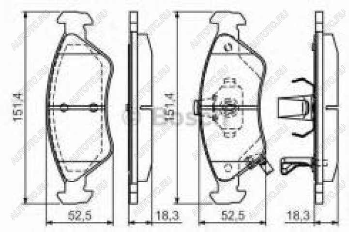 1 329 р. Колодки тормозные передние (4шт.) BOSCH KIA Clarus K9A седан рестайлинг (1998-2001)  с доставкой в г. Кемерово