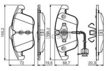 4 199 р. Колодки тормозные передние (4шт.) BOSCH Audi A4 B8 дорестайлинг, седан (2007-2011)  с доставкой в г. Кемерово. Увеличить фотографию 1