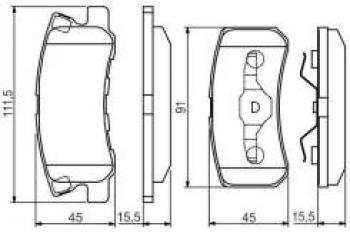 1 399 р. Колодки тормозные задние (4шт.) BOSCH Mitsubishi ASX дорестайлинг (2010-2012)  с доставкой в г. Кемерово. Увеличить фотографию 1