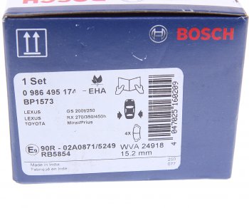 2 699 р. Колодки тормозные задние (4шт.) BOSCH Toyota Highlander XU50 дорестайлинг (2013-2017)  с доставкой в г. Кемерово. Увеличить фотографию 4