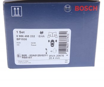 2 899 р. Колодки тормозные передние (4шт.) BOSCH Audi A4 B5 8D2 седан 2-ой рестайлинг (1999-2001)  с доставкой в г. Кемерово. Увеличить фотографию 4