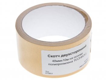 131 р. Скотч двухсторонний 48ммх10м на основе полипропилена TECHROLL TECHROLL 099107485014  с доставкой в г. Кемерово. Увеличить фотографию 1