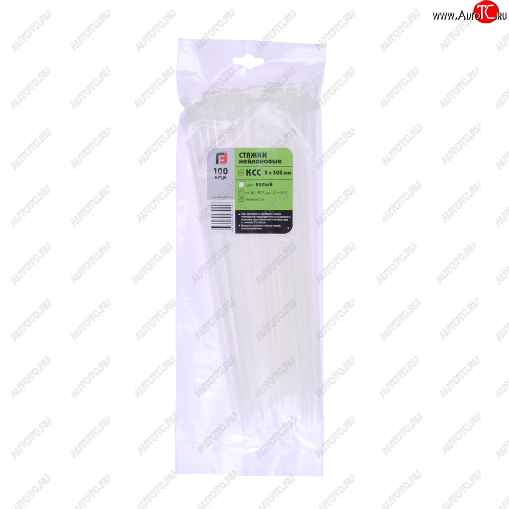 299 р. Хомут-стяжка 300х5.0 пластик белый (100шт.) FORTISFLEX FORTISFLEX 1005300  с доставкой в г. Кемерово
