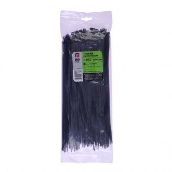 299 р. Хомут-стяжка 300х5.0 пластик черный (100шт.) FORTISFLEX FORTISFLEX 1005300-1  с доставкой в г. Кемерово. Увеличить фотографию 1