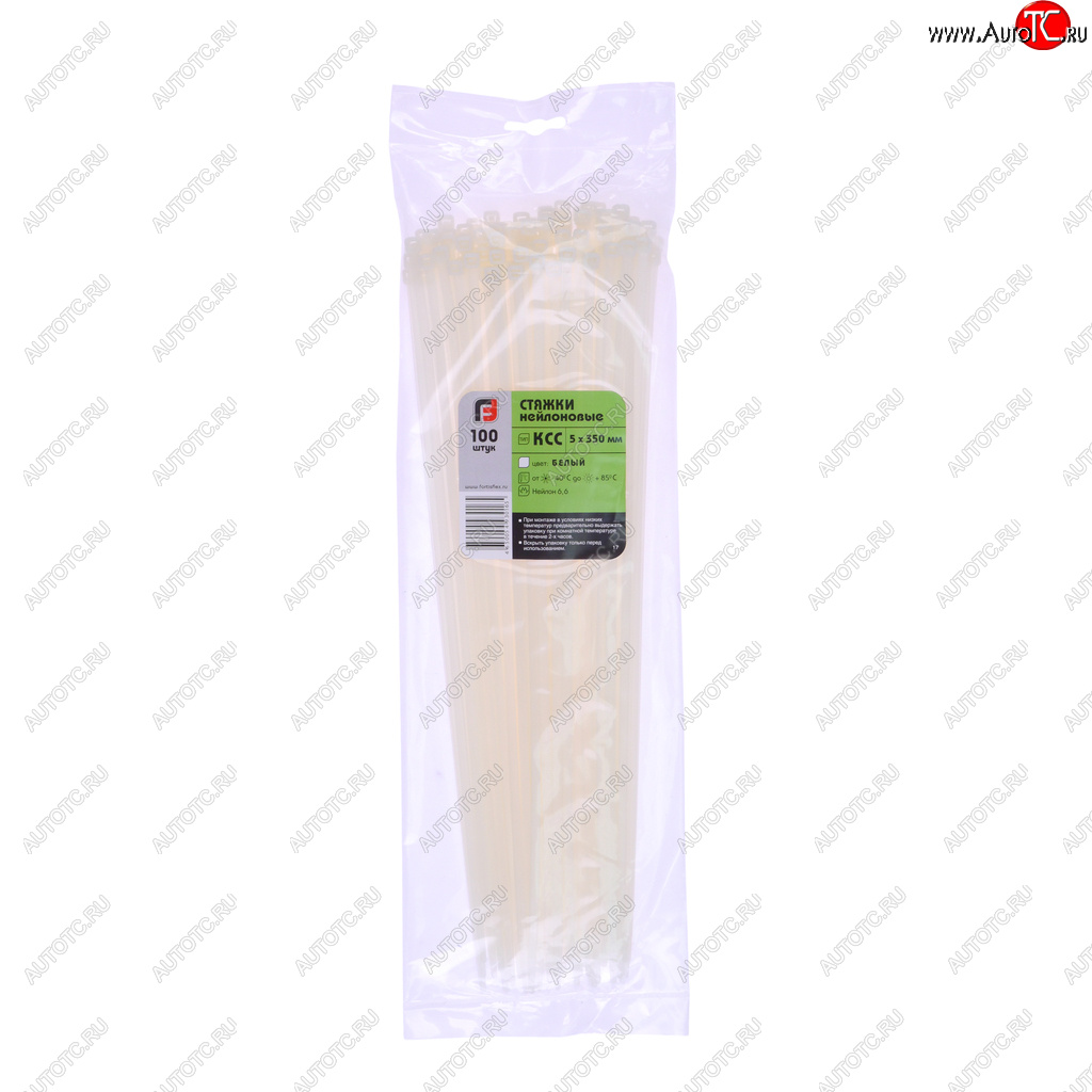 379 р. Хомут-стяжка 350х5.0 пластик белый (100шт.) FORTISFLEX FORTISFLEX 1005350  с доставкой в г. Кемерово