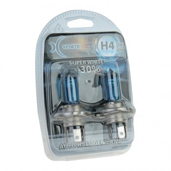 569 р. Лампа 12V H4 6055W P43t +30% 4000К блистер (2шт.) Super White XENITE XENITE 1007045  с доставкой в г. Кемерово. Увеличить фотографию 1