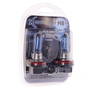 589 р. Лампа 12V H8 35W PGJ19-1 +30% 4000К блистер (2шт.) Super White XENITE XENITE 1007047  с доставкой в г. Кемерово. Увеличить фотографию 1