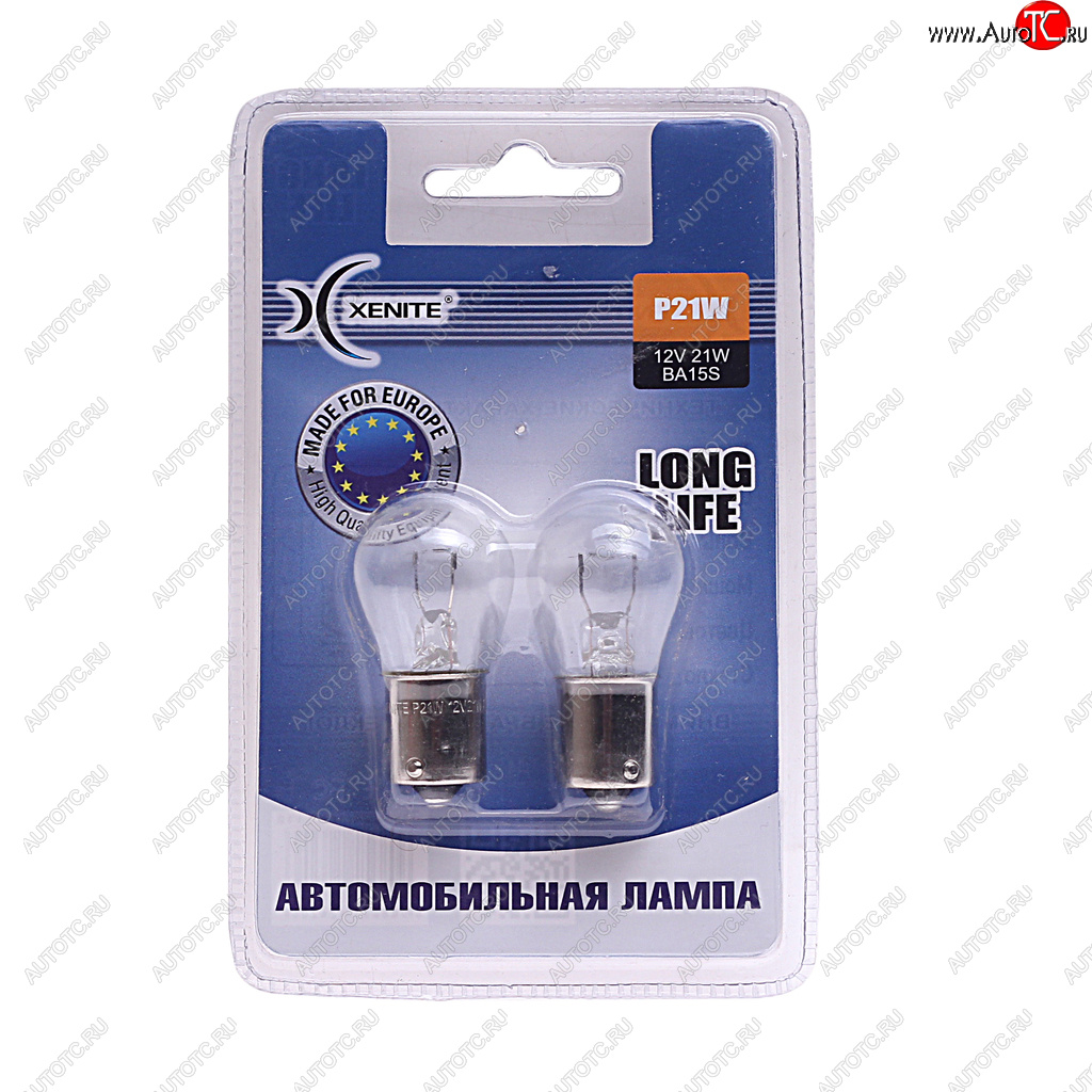 137 р. Лампа 12V P21W BA15s 3200К блистер (2шт.) Long Life XENITE XENITE 1007112  с доставкой в г. Кемерово