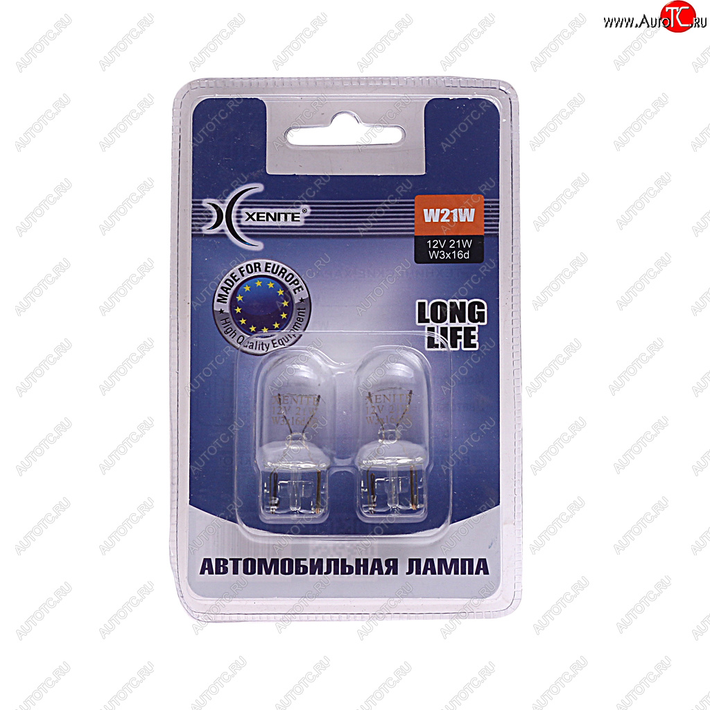 190 р. Лампа 12V W21W W3x16d 3200К блистер (2шт.) Long Life XENITE XENITE 1007115  с доставкой в г. Кемерово