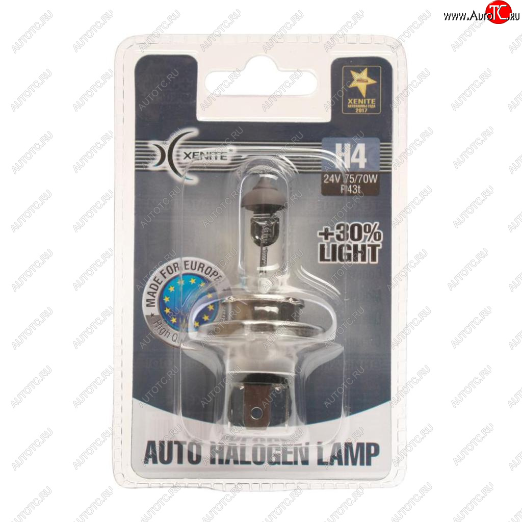 299 р. Лампа 24V H4 7570W P43t +30% 3200К блистер (1шт.) XENITE XENITE 1007136  с доставкой в г. Кемерово