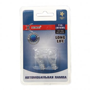 116 р. Лампа 12V W16W W2.1x9.5d блистер (2шт.) Long Life XENITE XENITE 1007152  с доставкой в г. Кемерово. Увеличить фотографию 1
