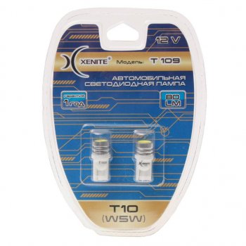 258 р. Лампа светодиодная 12V W5W T10W W2.1х9.5d бесцокольная блистер (2шт.) XENITE XENITE 1009272  с доставкой в г. Кемерово. Увеличить фотографию 1