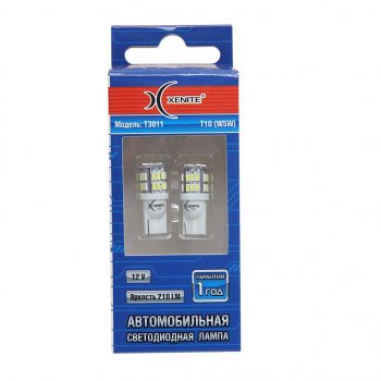379 р. Лампа светодиодная 12V W5W T10 W2.1х9.5d 210Lm бесцокольная блистер (2шт.) XENITE XENITE 1009419  с доставкой в г. Кемерово. Увеличить фотографию 1