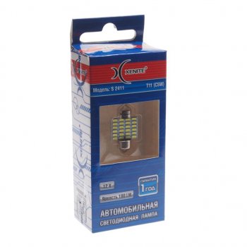 195 р. Лампа светодиодная 12V C5W SV8.5-8 двухцокольная 2411 бокс (1шт.) XENITE XENITE 1009547  с доставкой в г. Кемерово. Увеличить фотографию 1